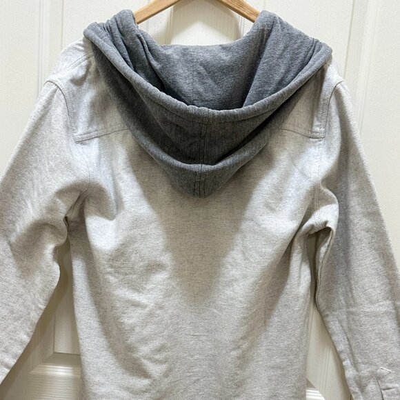 New Quiksilver Hooded Buttoned Flannel Shirt Men's Size M Gray Plaid Y2K Grunge - Picture 10 of 13